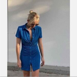 With Jean - Alexa Blue Button-Up Dress